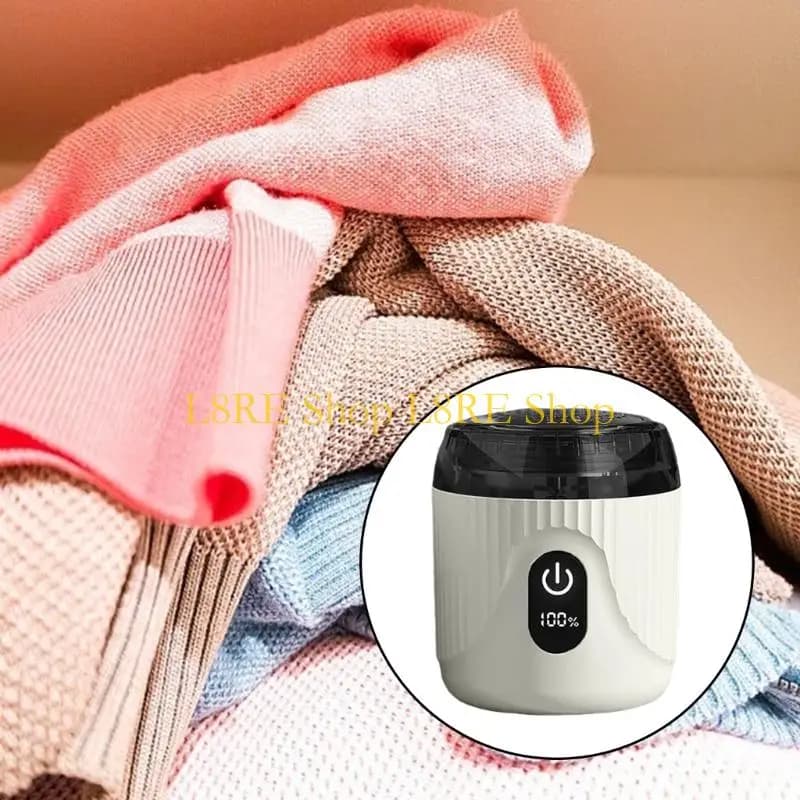 L8RE Portable Electric Fabric Shaver With Detachable Debris Digital Battery Monitor Safe Mesh Design