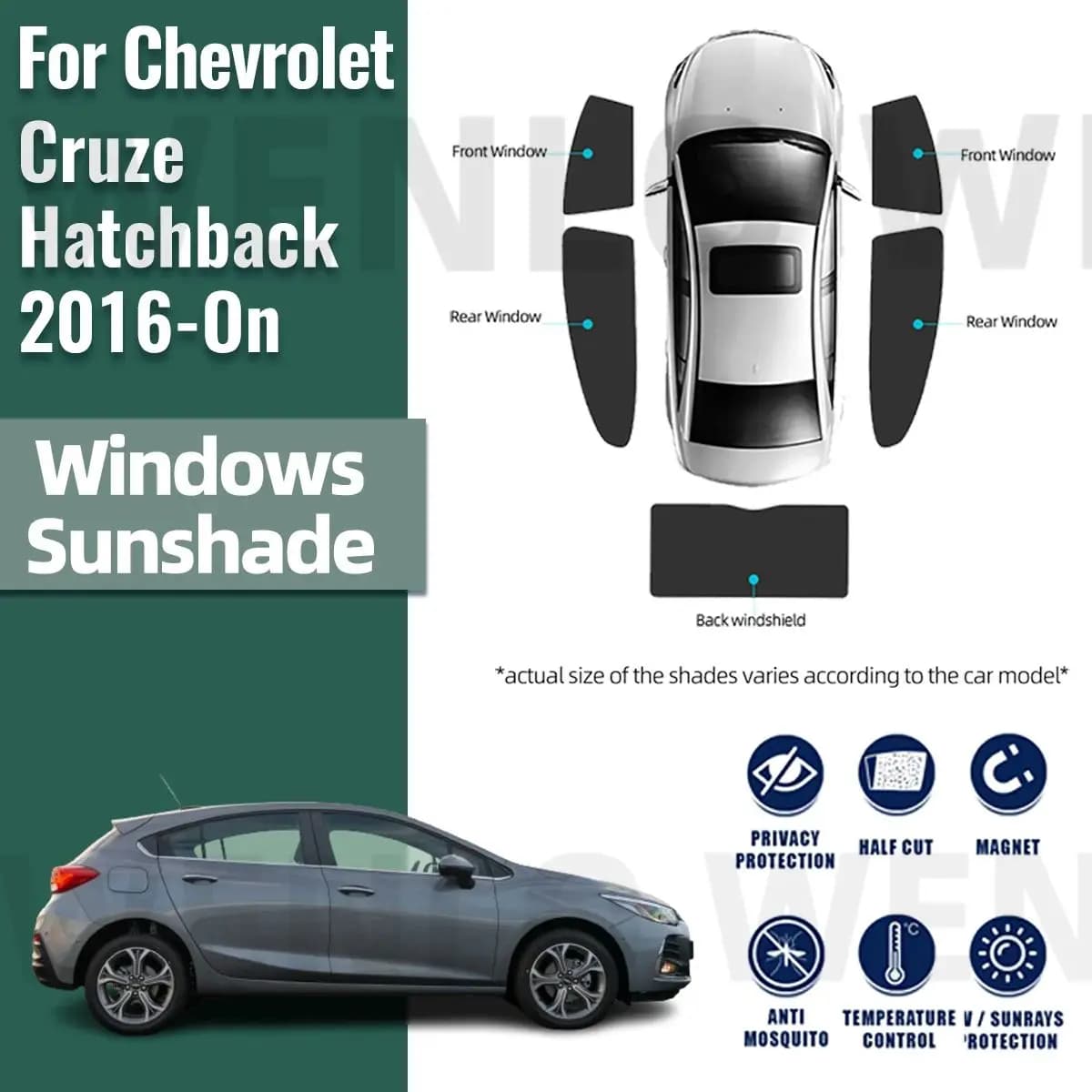 Per Chevrolet Holden Cruze Hatchback 2016-2023 Magnete Auto Parasole Parabrezza Anteriore Tenda Lunotto Laterale Posteriore Tende Da Sole Scudo
