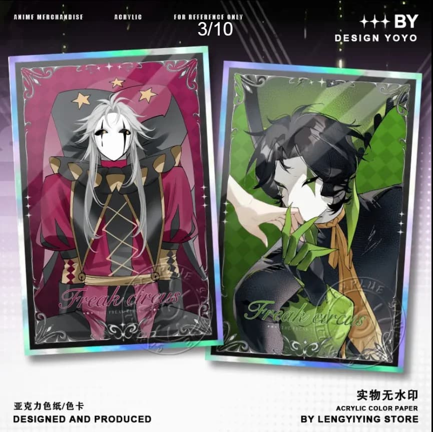 Anime Pierrot Harlequin Kawaii Personaggio di Gioco Cosplay Carta Acrilica Colorata Supporto da Scrivania Ventagli da Collezione Carta Regalo