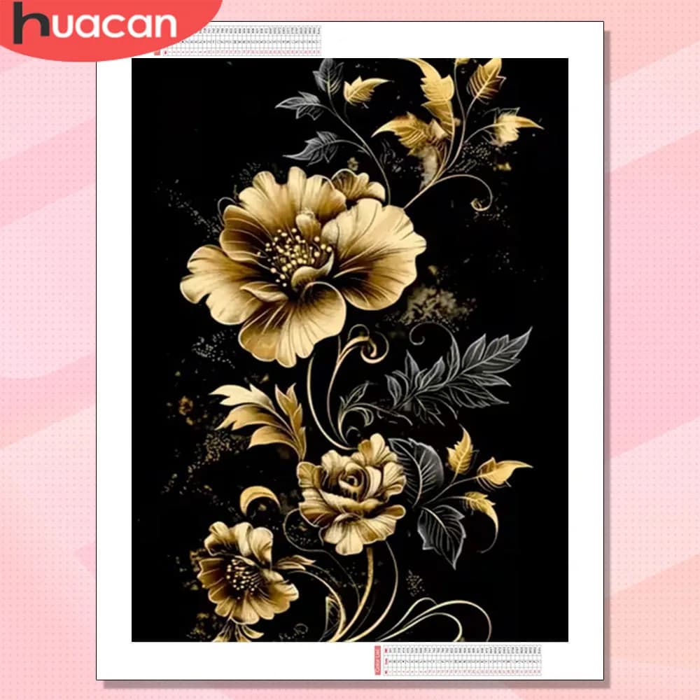 HUACAN Pittura Diamante Fiore Mosaico Dorato Arte Completa Kit Completo Decorazione Della Parete Della Camera Floreale Immagini Di Strass