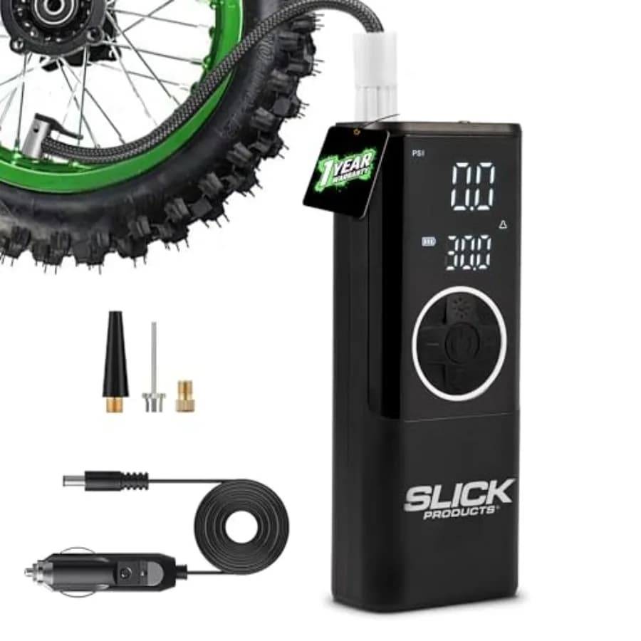 Pompa d'Aria Digitale Portatile, Gonfiatore per Pneumatici Senza Fili Ricaricabile 150 PSI con Torcia LED, Power Bank e Adattatore per Valvola Presta
