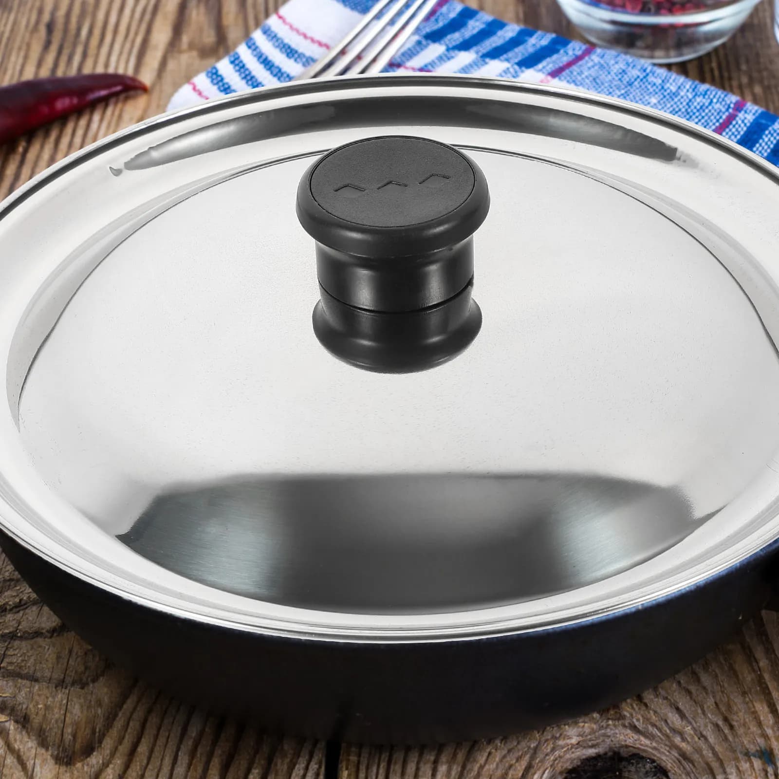 Stainless Steel Universal Pan Lid Pot Lid Metal Cover for Pots Frying Pan Cover Kitchen Supplies Kitchen Supplies