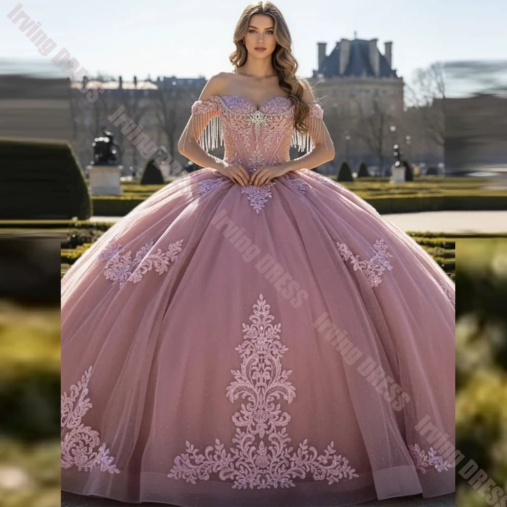 Lace Applique Quinceanera Dresses Customized Sweetheart Neck Beading Sleeveless Tulle Ball Gown Party Birthday for Sweet 15 Gown
