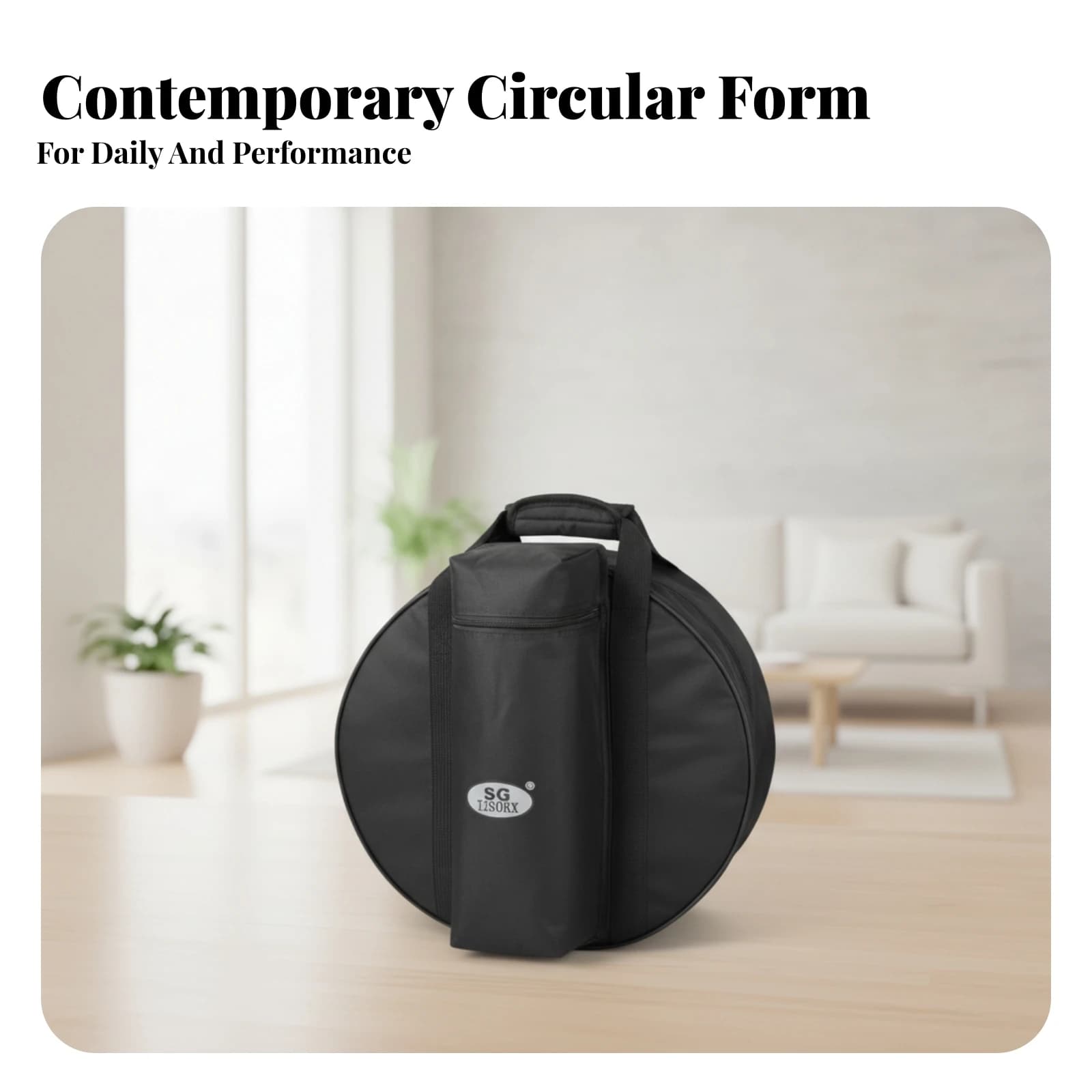 14-Inch Drum Bag 600D Oxford Cloth Padded Drum Bag Music Gear Case Taffeta Lined Zippered Pocket