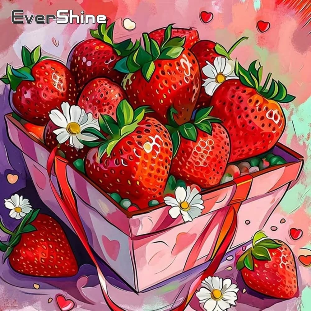 EverShine Diamond Painting Strawberry Fruit DIY Full Square Round Diamond Mosaic Cross Stitch Kits Embroidery Handmade Gift