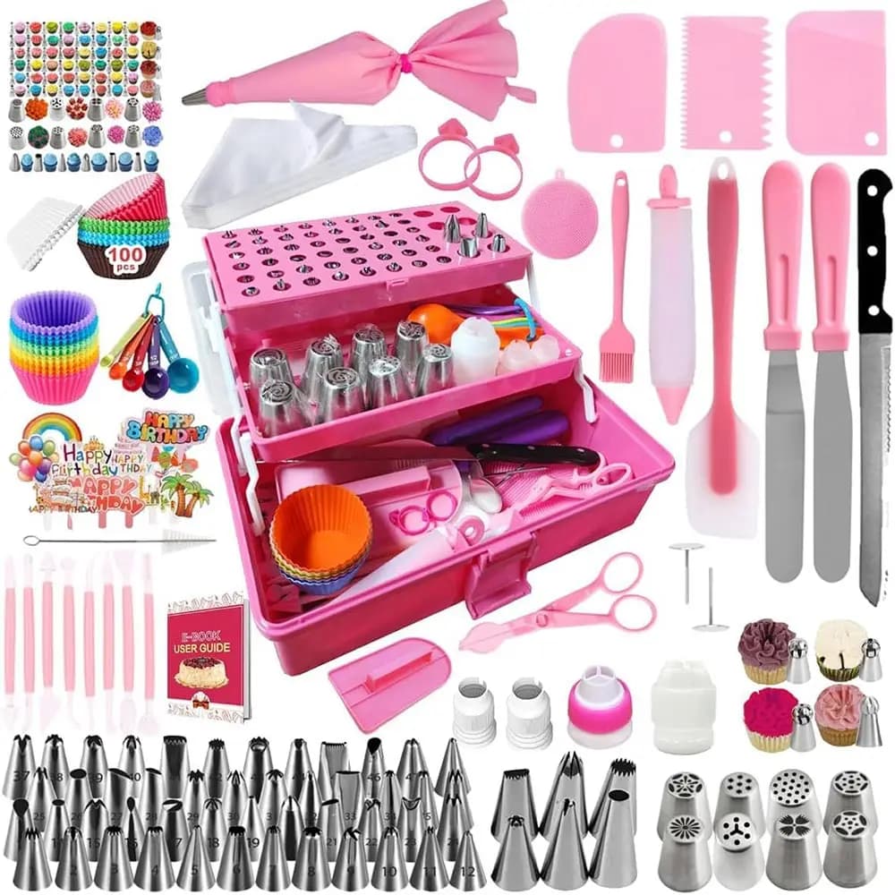 Set di forniture per cottura per decorare torte da 359 pezzi, con set da forno a 66 punte, sacchetti per tubazioni e set per principianti, strumenti per la cottura, decorazioni per cupcake