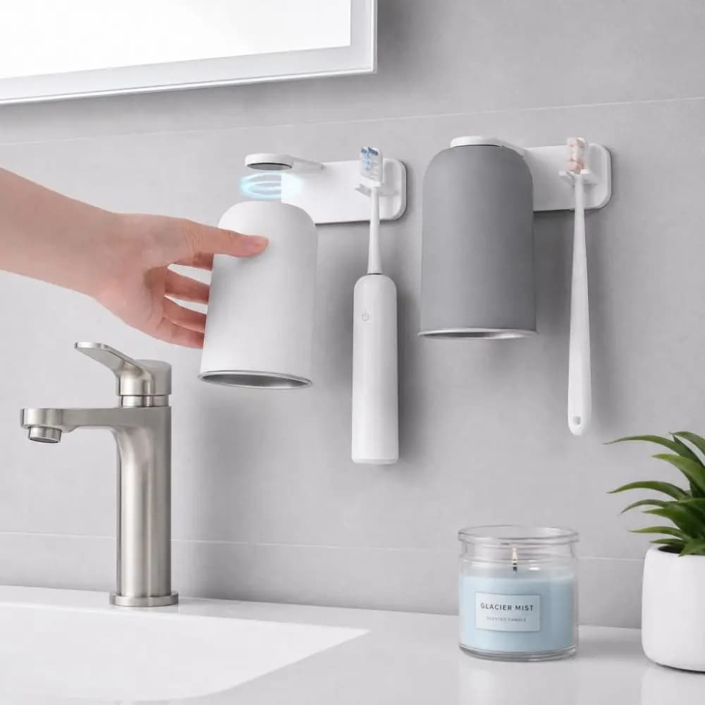 Portaspazzolino Magnetico da Parete in Acciaio Inox 304, Installazione Senza Chiodi, Porta Spazzolini Salvaspazio Magnetico