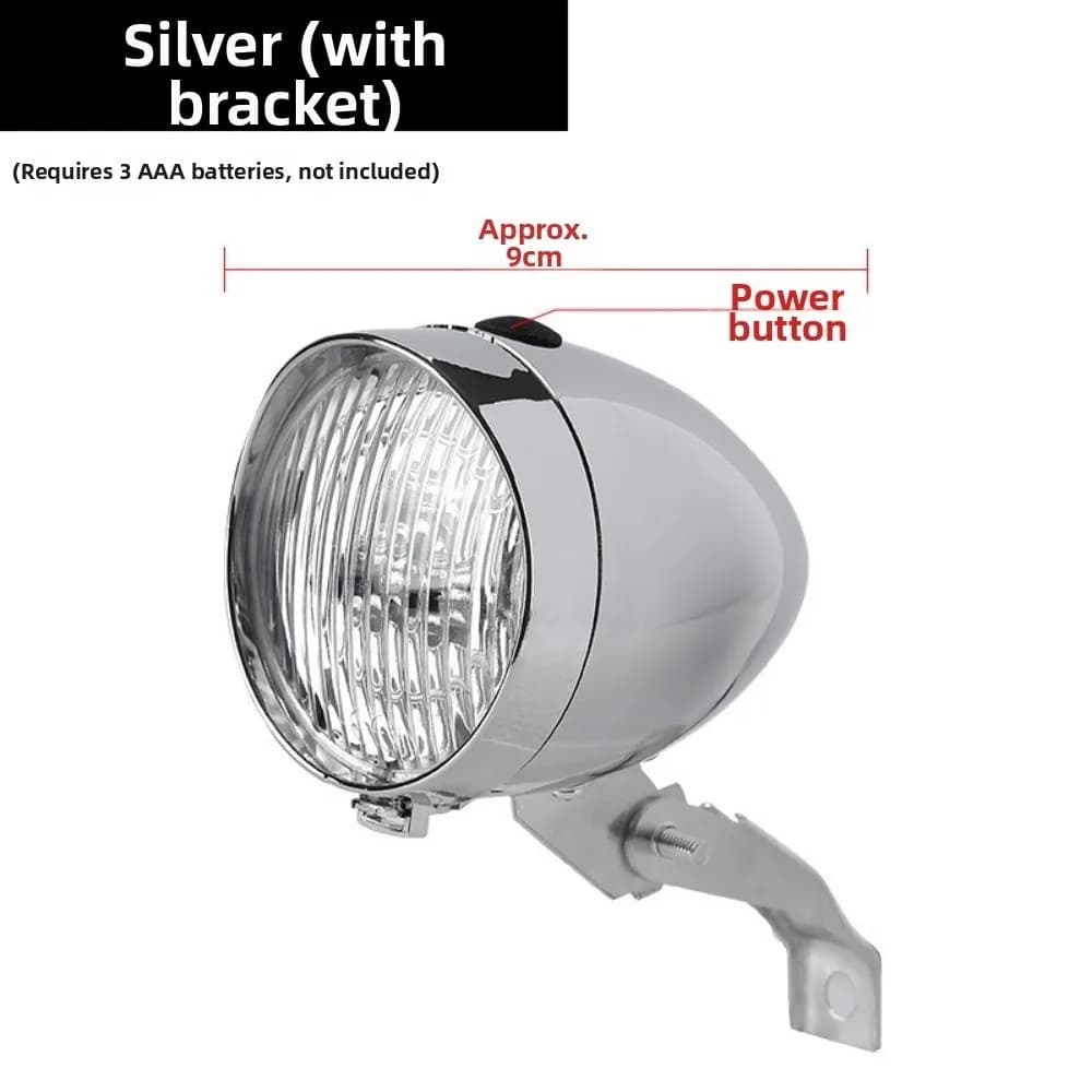 3 LED Bike Front Bright Light USB Charging with Bracket Retro Vintage Headlight Black LED Headlights for Night Riding