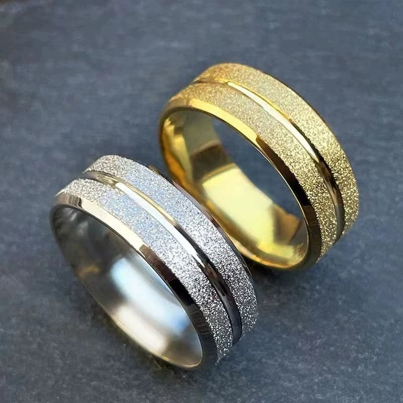 Anelli in acciaio inossidabile opaco da 8 mm per donna e uomo, anello in acciaio al titanio con scanalatura profonda e ipotenusa, gioielli impermeabili alla moda per coppie.
