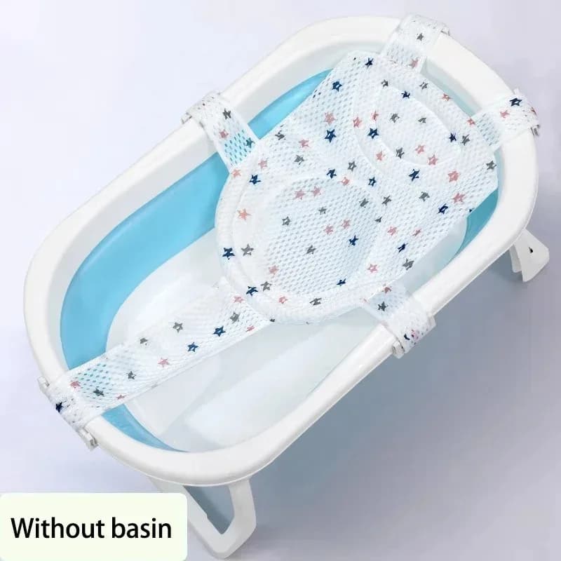 Tappetino da bagno per neonati con rete di sospensione, antiscivolo, lunghezza regolabile, supporto per vasca, sedile reclinabile per il bagnetto.