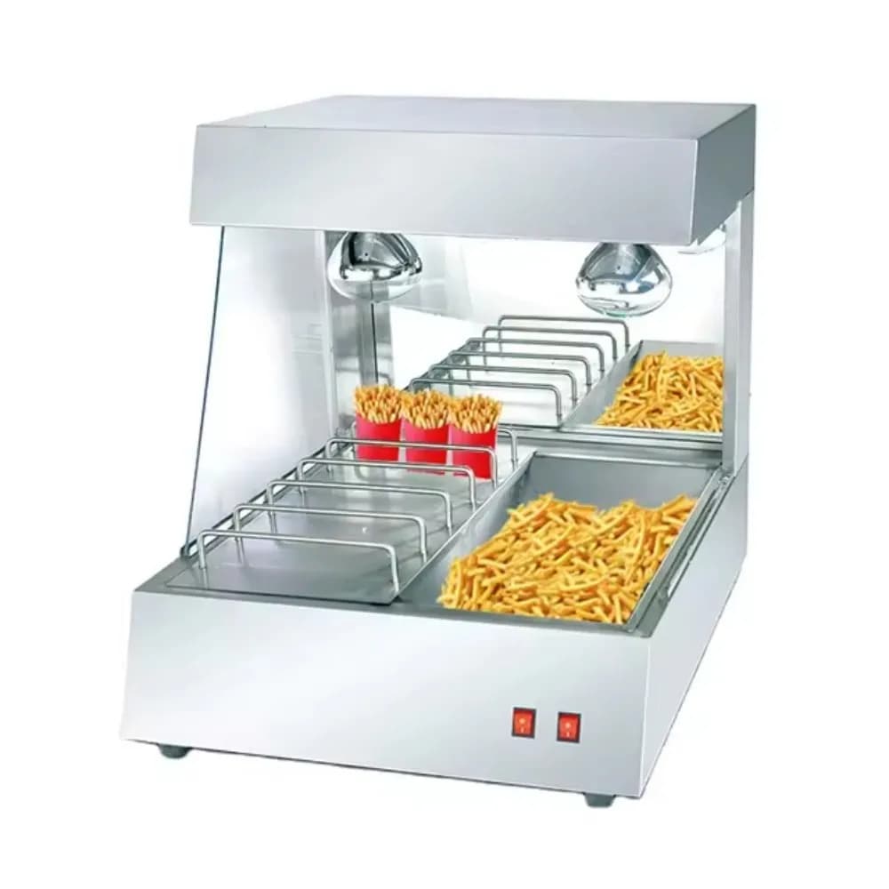 Riscaldatore per patatine da banco in acciaio inossidabile Scaldavivande fritti a LED commerciale, patatine fritte/nacche, calore rapido, facile da pulire, ristorante