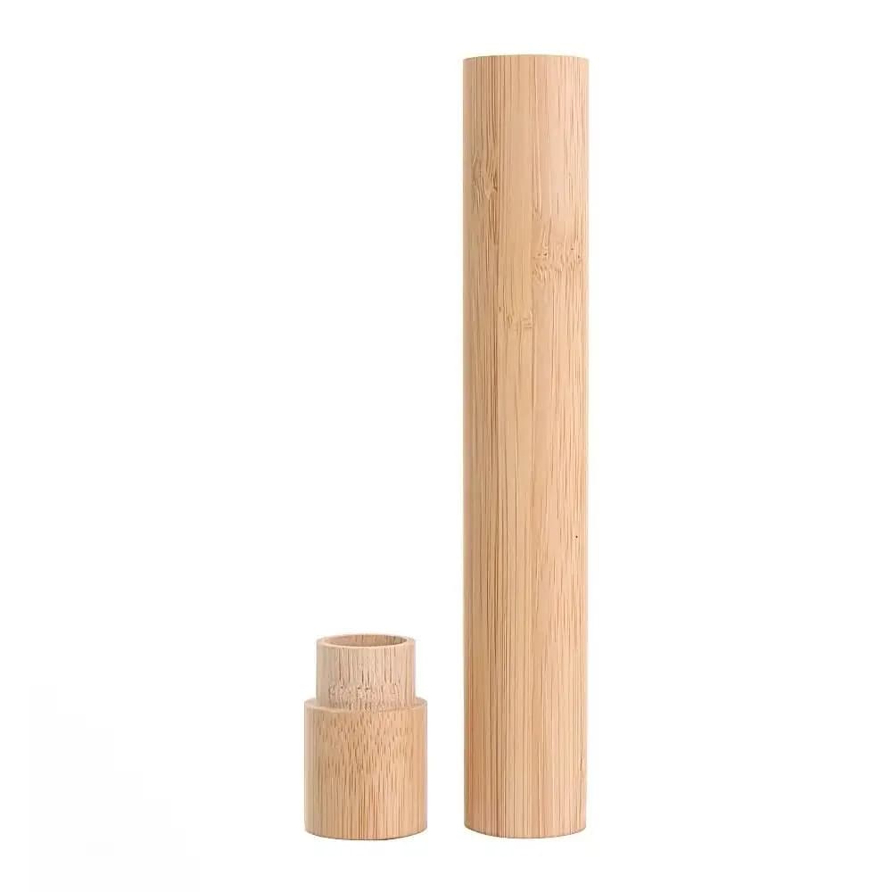 1Pcs Natural Bamboo Bamboo Tea Canister With Lid Primary Color Spice Container Jar Round Design Tea Storage Box