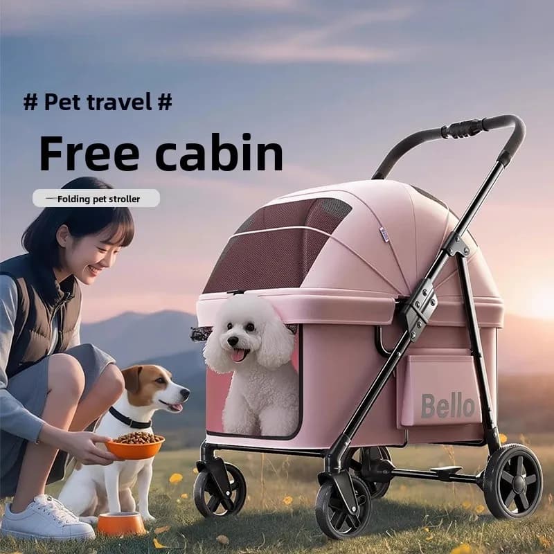 Lightweight Pet Stroller for Small Dogs Cats Foldable Travel Carrier Outdoor