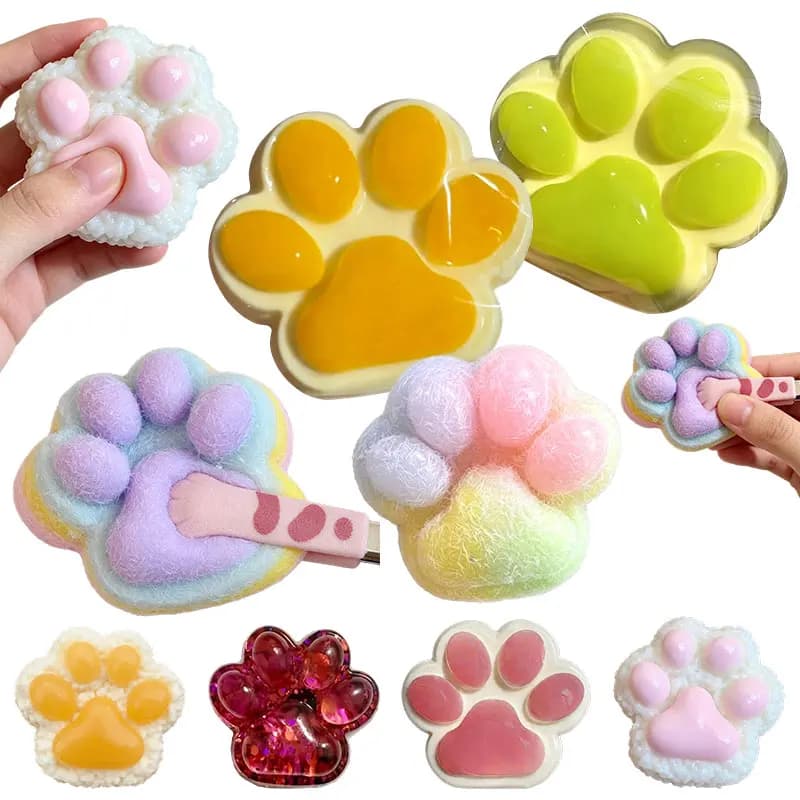 Kawaii Cat Paw Squishy Toys Stress Anxiety Relief Squeeze Toy Fidget Decompression Toys Super Soft Slow Rising for Birthday Gift