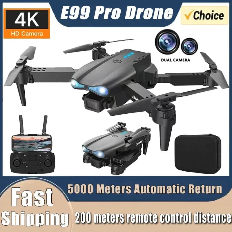 Nuovo Drone RC E99Pro 4K Professionale con Telecamera HD Grandangolare 1080P, Elicottero Pieghevole, WIFI FPV, Mantenimento dell'Altitudine, Regalo Giocattolo