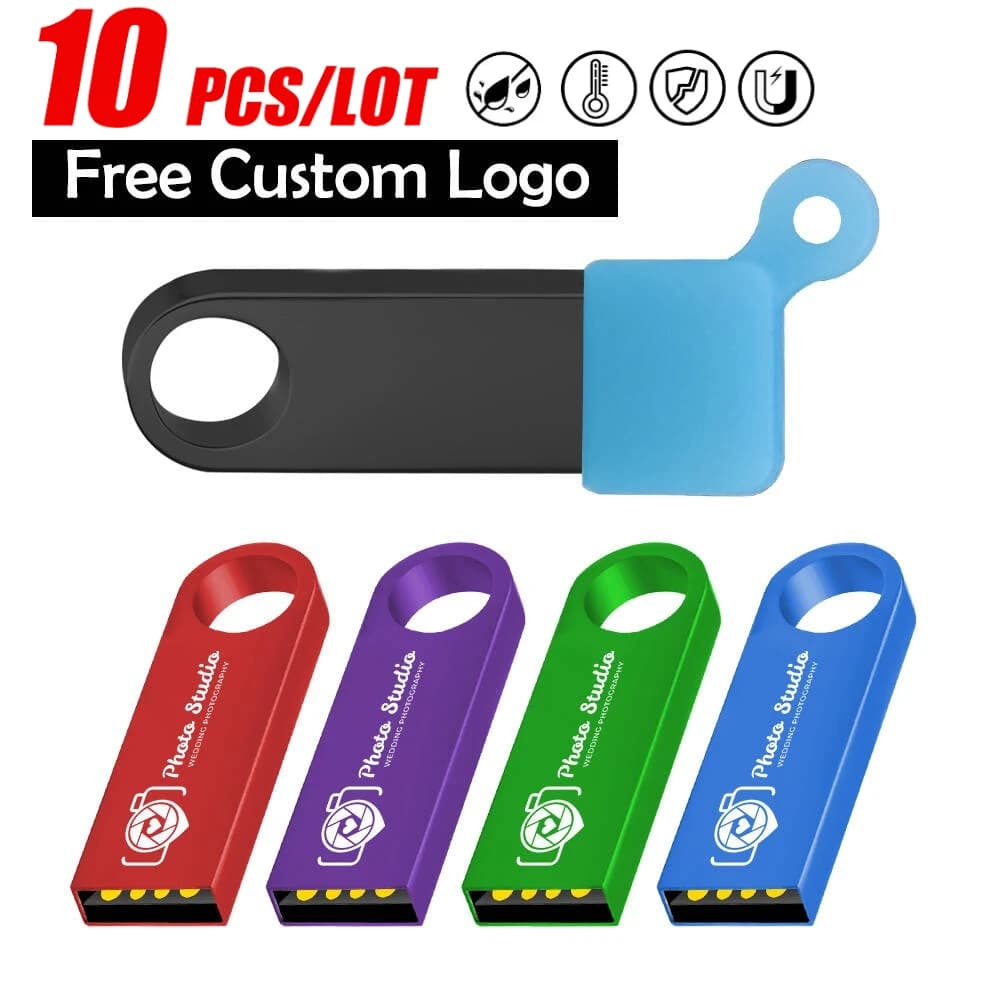 10 Pz / lotto Logo Personalizzato Gratuito Anello USB Flash Drive Penna Mini Luce Memory Stick 4 GB 8 GB 16 GB 32 GB U Disco Fotografia di Nozze Regalo