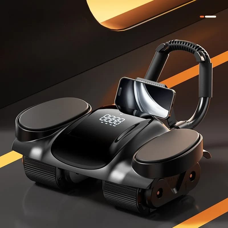 Rullo per Addominali a Quattro Ruote con Display Digitale Intelligente, Rimbalzo Automatico, Dispositivo Fitness Antiscivolo per Muscoli Addominali