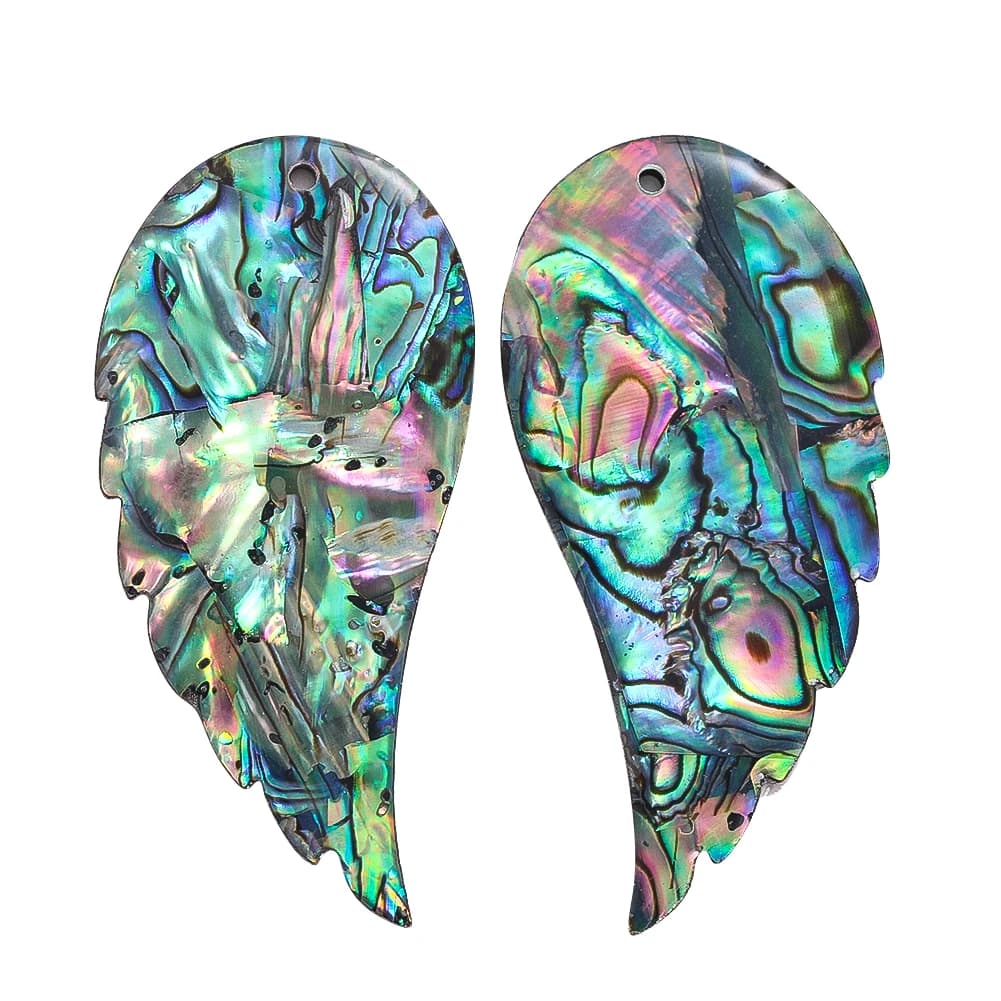 1 paio di ciondoli con ciondolo a forma di ala di conchiglia di Abalone naturale per la creazione di gioielli orecchini con collana da donna fai da te accessori fatti a mano