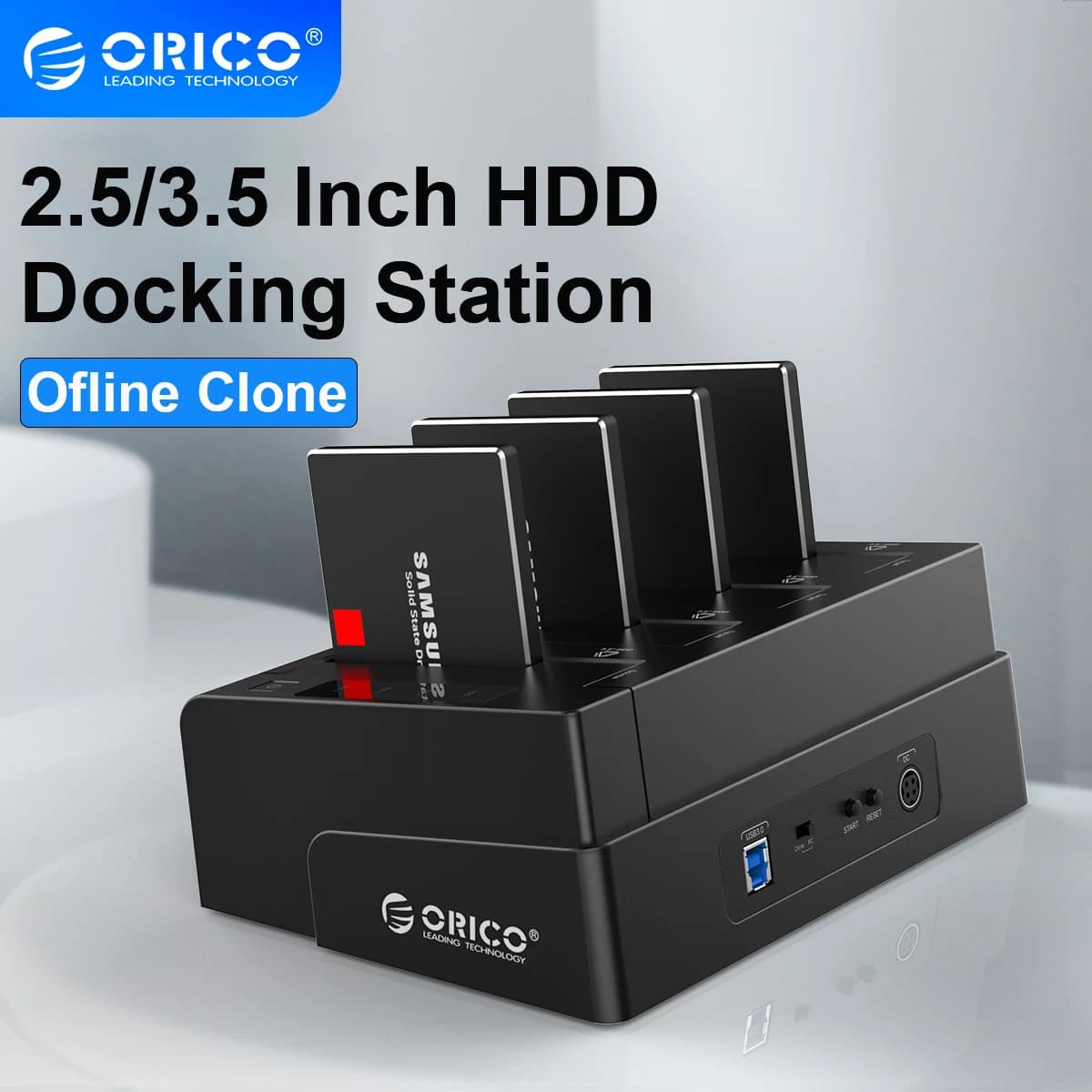 ORICO Docking station per disco rigido a 2/4 alloggiamenti Docking station per HDD SATA a USB 3.0 con clone offline per custodia HDD da 2,5/3,5 pollici per PC