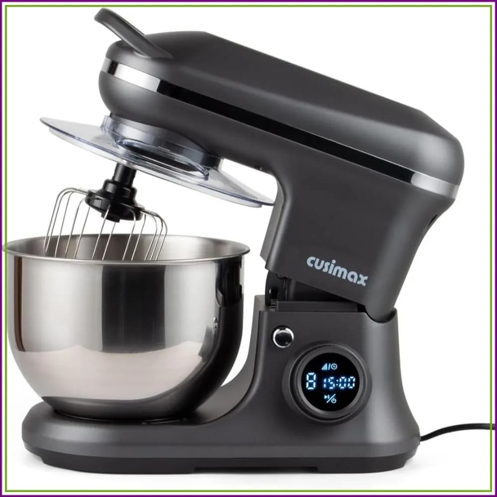 650W 5-Quart Stand Mixer with 8 Speeds & 15-Min Timer, Tilt-Head, Dough Hook, Wire Whip & Beater