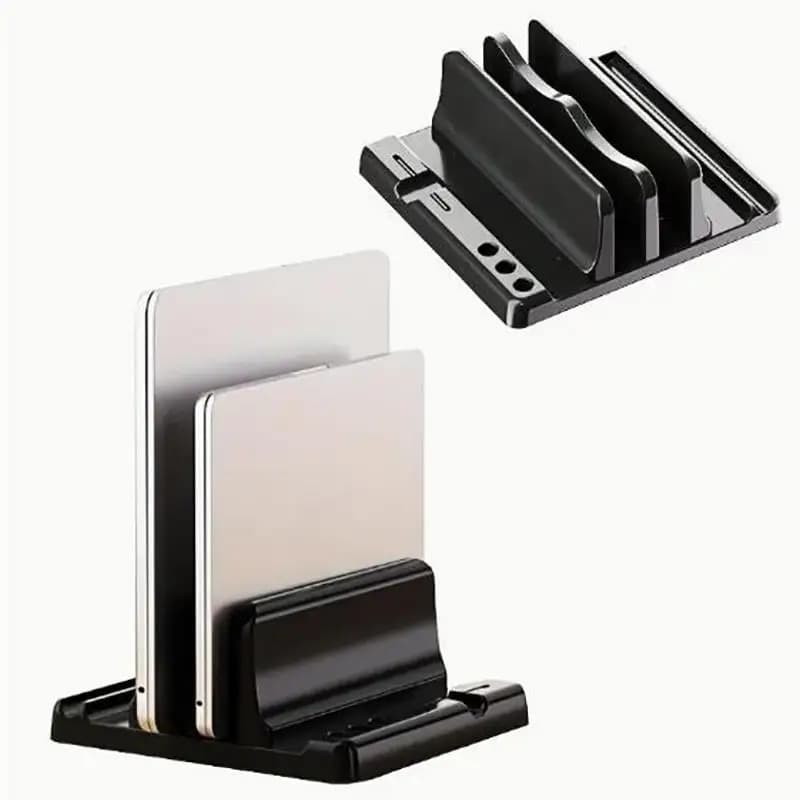 Supporto Verticale Doppio per Laptop, Regolabile, Salvaspazio, per MacBook, HP, Dell, Chromebook, iPad