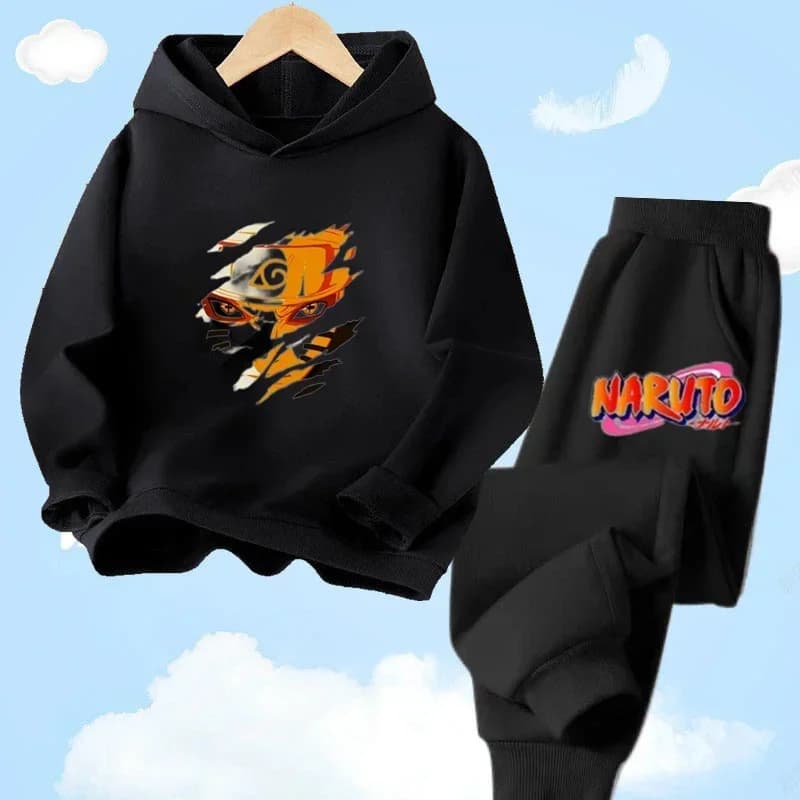 Set di capispalla con cappuccio Naruto, abbigliamento per bambini da 2 a 12 anni, felpa per bambini e bambine, abbigliamento primaverile 2024, mamma e bambini