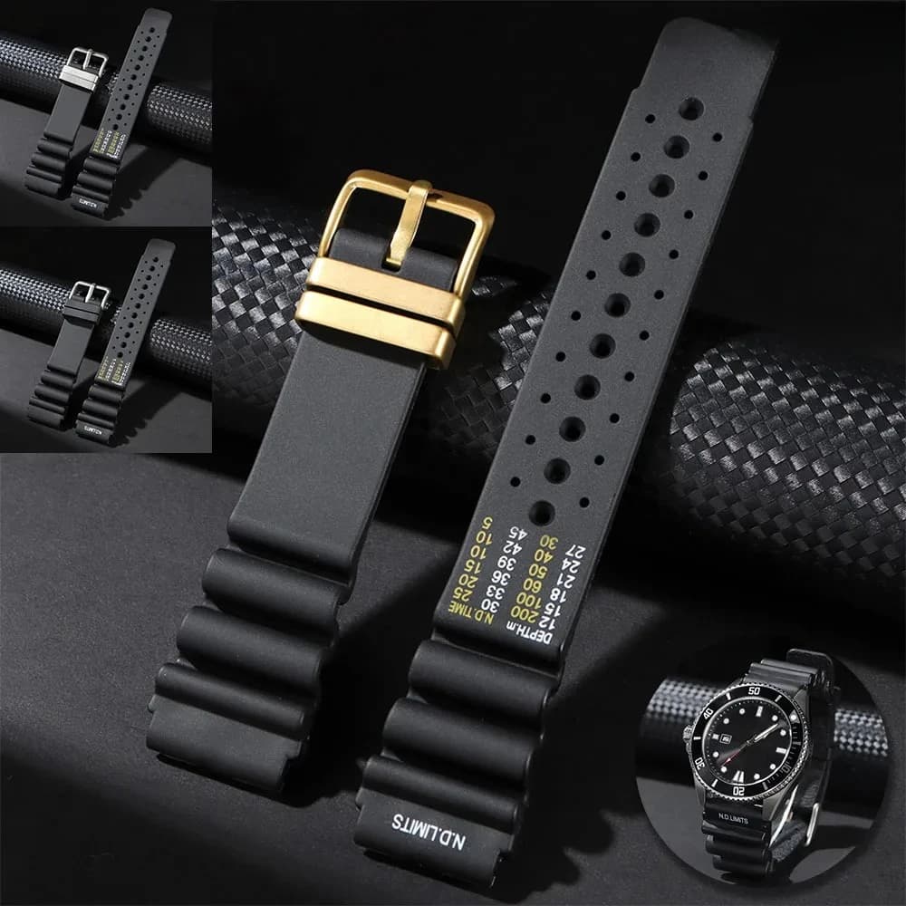 ND Limits Diver cinturino in gomma siliconica 20mm 22mm 24mm cinturino per Seiko per Citizen per Water Ghost uomo cintura subacquea traspirante
