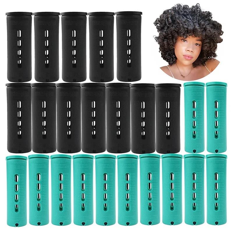 Large permanent auctions Set 20 pieces Green Black Jumbo Natural hair Cold wave Long and short hair Bigodini hairstyle Hairdresser