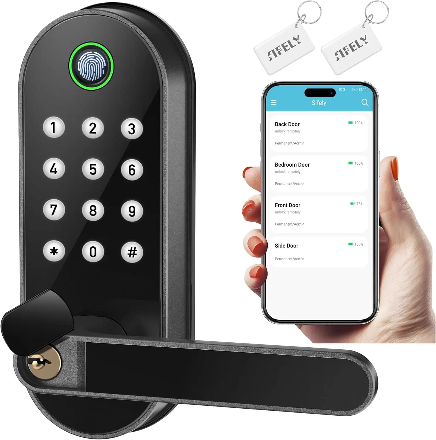 Serratura Intelligente con Impronta Digitale e Tastierino - Accesso Senza Chiave Bluetooth per Sicurezza Domestica, Facile Installazione Fai-da-Te