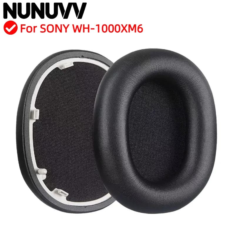 NUNUVV Replacement of Leather Protective Foam Earrings Leather Lining for SONY WH-1000XM6 Earphones 9.29