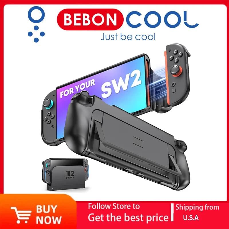 Custodia Protettiva BEBONCOOL per Switch 2 2025 Compatibile con Dock Originale, Custodia Protettiva Ergonomica con Impugnatura per Switch 2