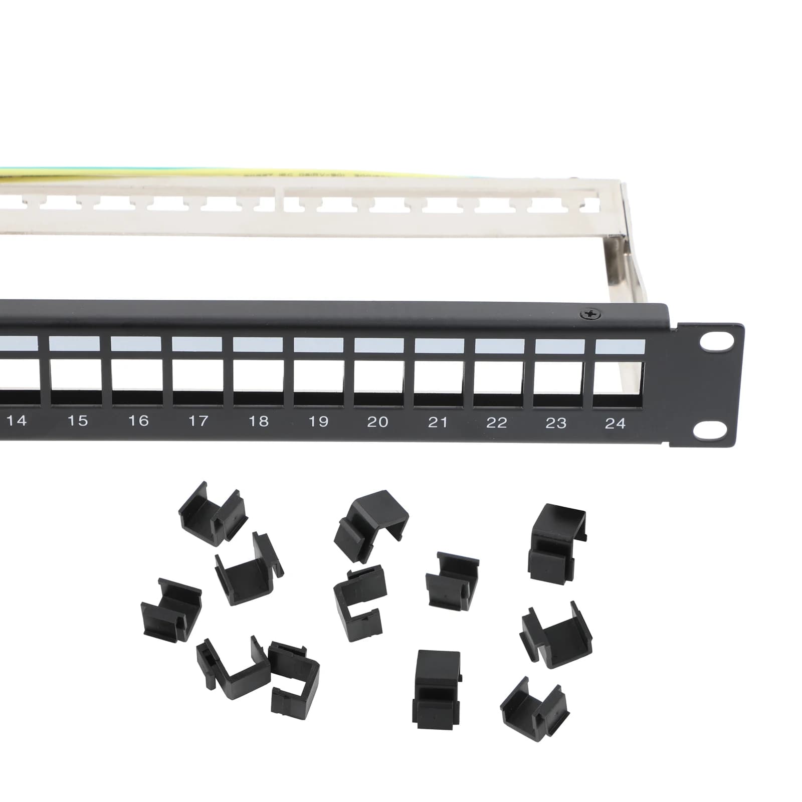Patch Panel RJ45 da 19 Pollici con 24 Porte 1U, Keystone Integrato e Barra di Gestione Cavi, Montabile su Rack o a Parete