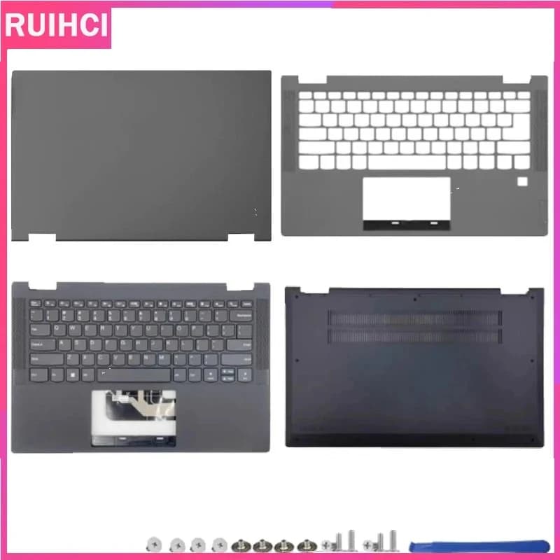 Nuovo per Lenovo Ideapad Flex 5-14IIL05 5-14ITL05: Cover posteriore LCD, Cornice anteriore, Poggiapolsi superiore, Scocca inferiore, Tastiera grigia