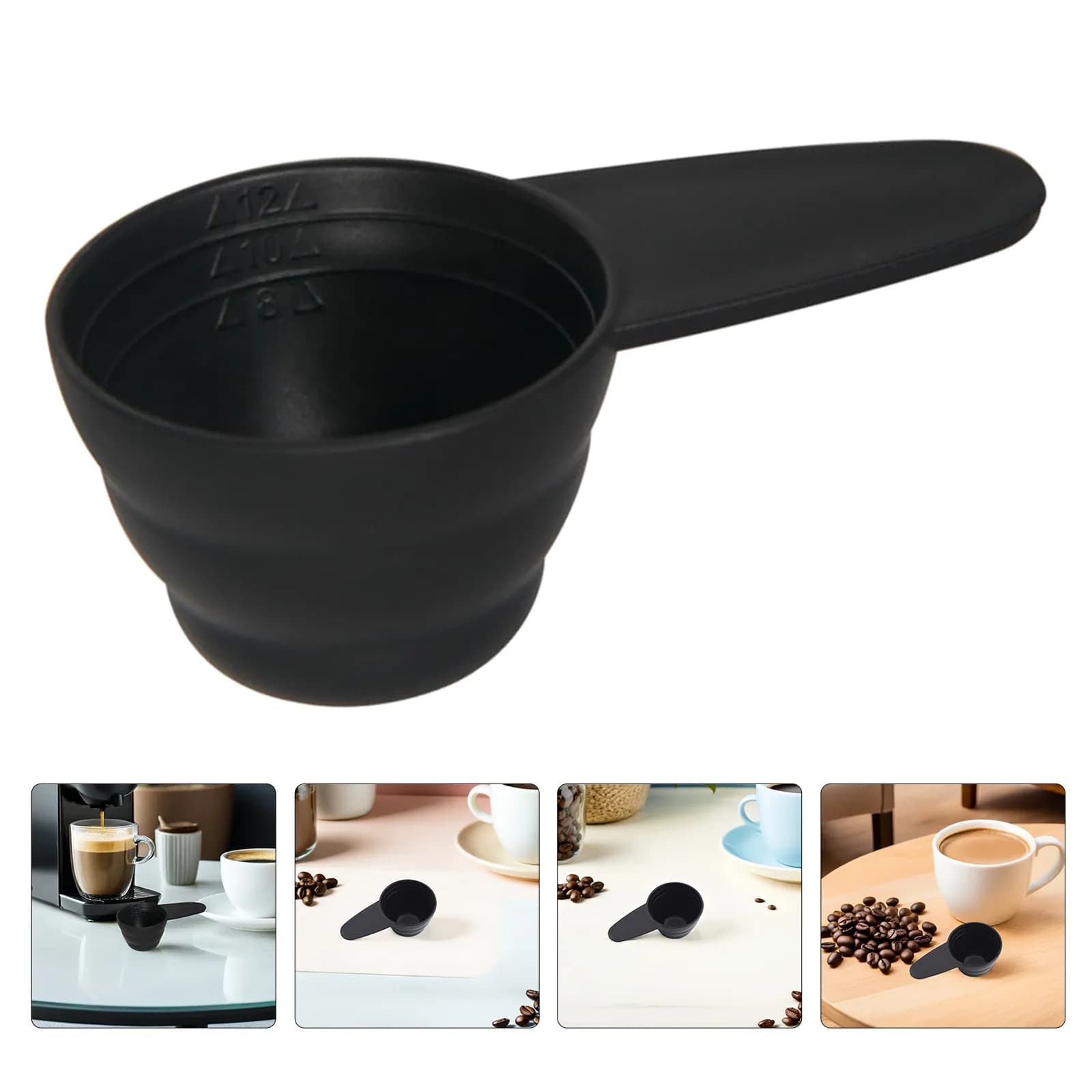 12Pcs Measuring Scoop Powder Spoons Plastic Coffee Bean Scoops Short Handle Black Kitchen Measuring Tools for Protein Powder