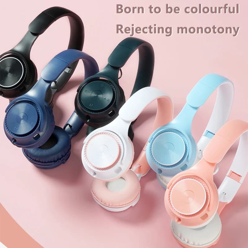 New Fashion Wireless Bluetooth Headphones with Sports Play Headphones Stereo Pleated Surround Bass Music for Laptop