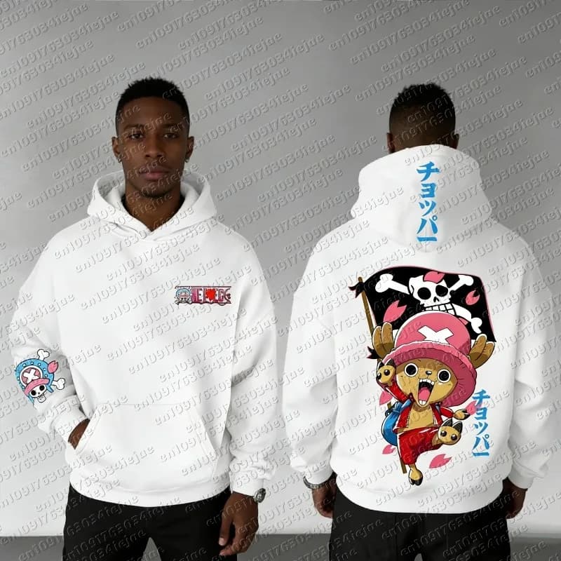 Nuova Felpa con Cappuccio ONE PIECE per Uomo, Tony Tony Chopper, Anime, Estate-Autunno, Nuova Collezione per Ragazzi, Manica Lunga, Abbigliamento Coordinato Genitore-Figlio