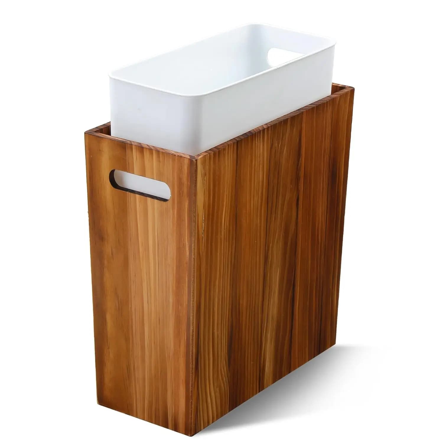 Cestino per Rifiuti in Legno da 3 Galloni con Fodera Rimovibile, Cestino Sottile per Bagno, Camera da Letto, Ufficio