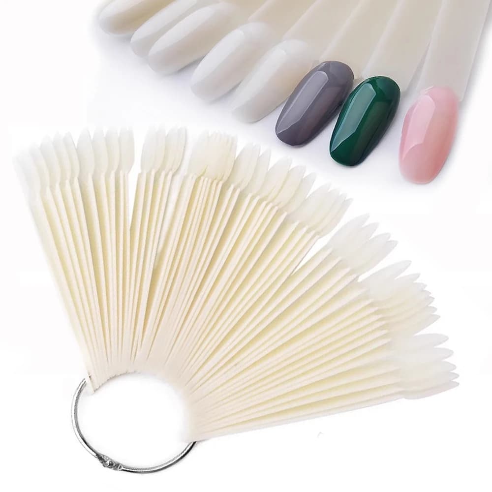 50 pezzi punte false per display per nail art trasparente natura acrilico nero campione di ventaglio gel smalto per unghie che mostra scaffale pratica strumento per manicure