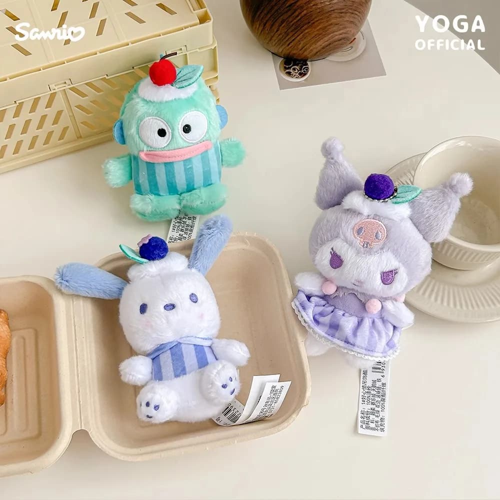 Sanrio Hangyodon Kuromi Melody Pachacoo Cinnamoroll Peluche ripiene Ciondolo Carino KT Portachiavi Anime Portachiavi Regalo di Natale
