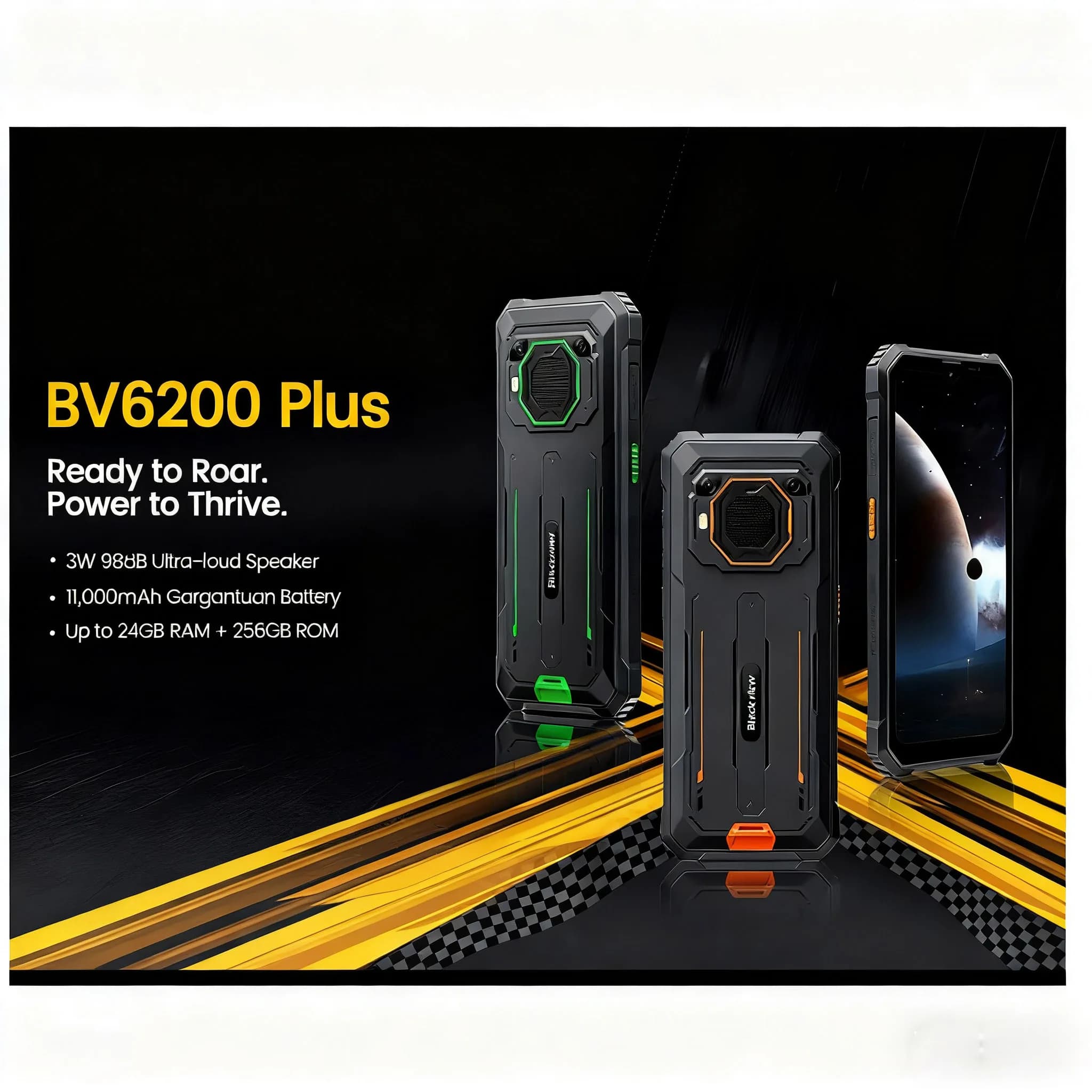 Blackview Robusto Telefono 11000mAh 6.56 ''HD + Display 8GB 256GB BV6200 Plus Telefono Mobile 16MP Android 14 Telefono Cellulare Impronte Digitali NFC