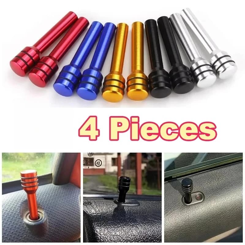 4Pcs Car Door Lift Button Locking Pins Universal Car Security Door Lock Pins Aluminum Alloy Knob Auto Interior Accessories