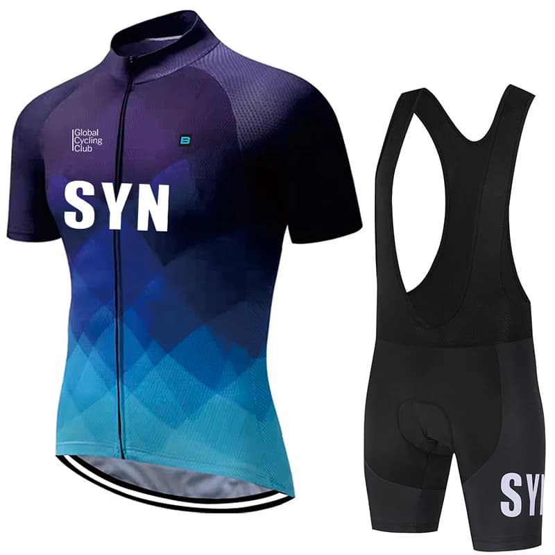 Men's sports clothing set SYN, summer cycling shirt, cycling shorts with sponge padding, fast drying cycling top, cycling pants