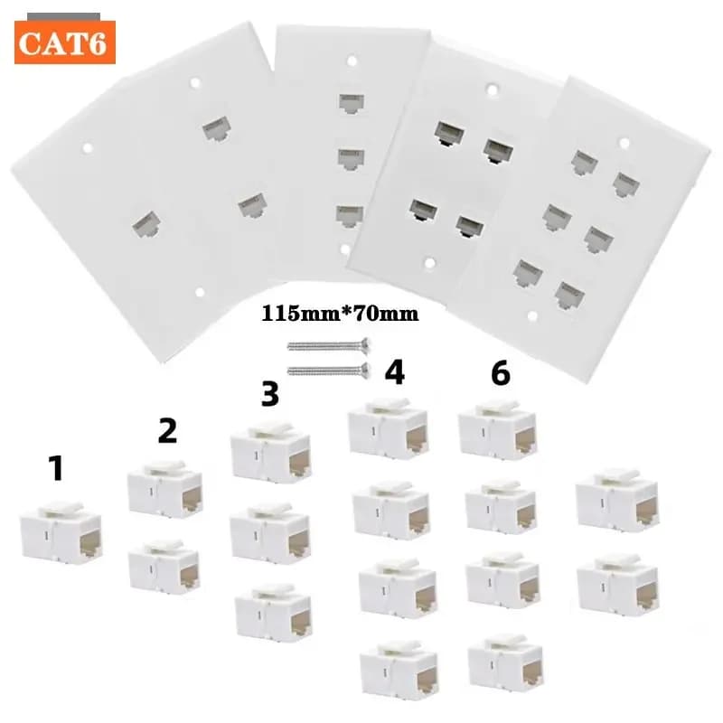 Pannello di connessione CAT6 a 1, 2, 3, 4, 6 porte, presa a muro senza saldatura per segnale di rete CAT6