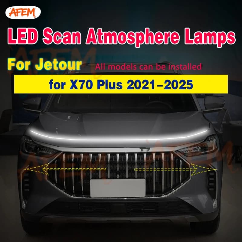 12V Dynamic Start-Scan Led Car Hood Lights Strip Engine Hood Guide Decorative Light Auto Headlights For Jetour X70 Plus 21-25