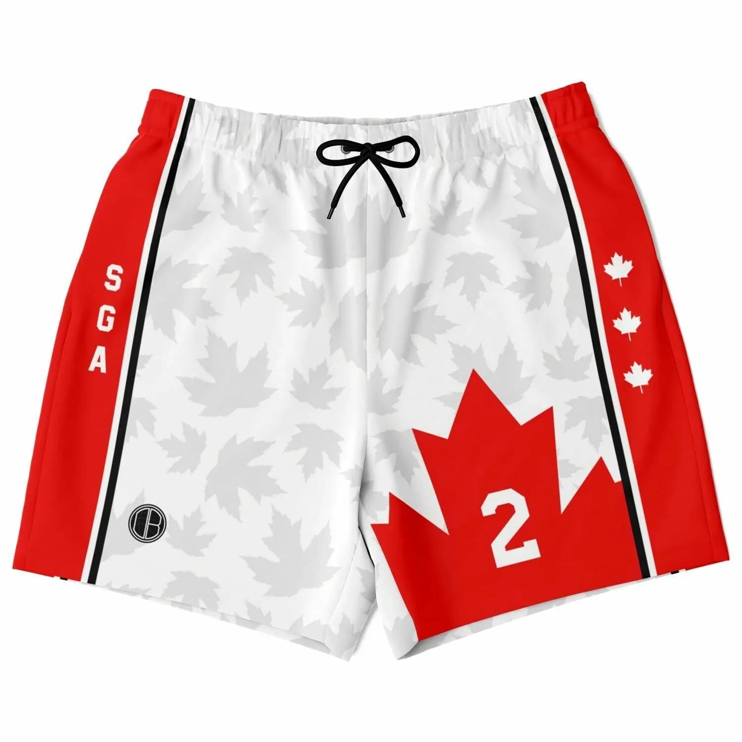 Men's basketball shorts SGA 2 Canada Maple white/red with pockets, summer, fast drying, soft, comfortable, light, swimming and motorcycle