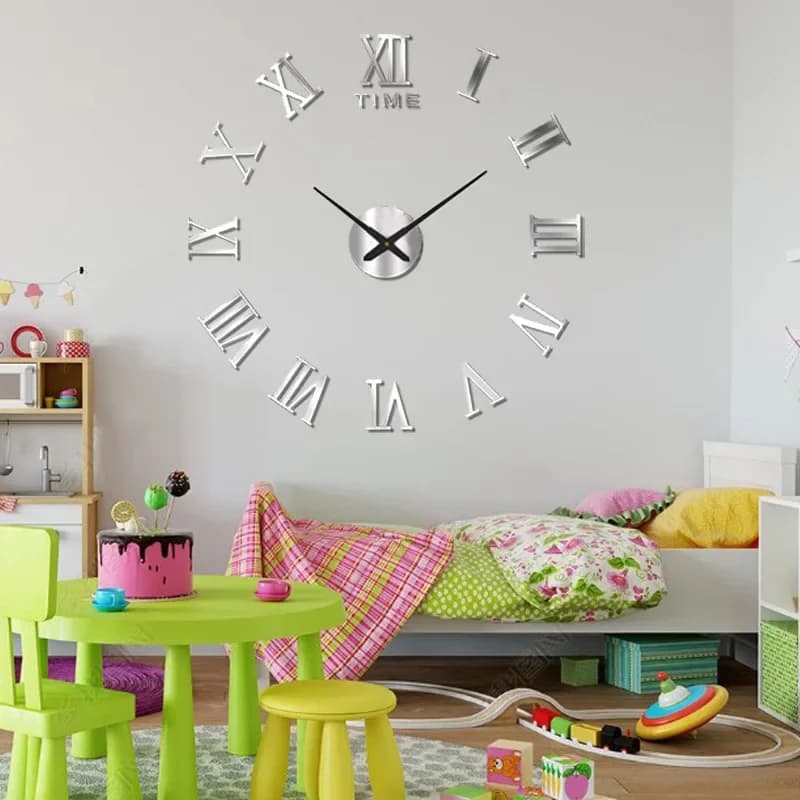 Orologio da Parete Moderno in Stile Nordico, Grande, Fai-da-Te, in Acrilico, Senza Cornice, Adesivo 3D, Silenzioso, Luminoso, al Quarzo, per Arredamento Casa