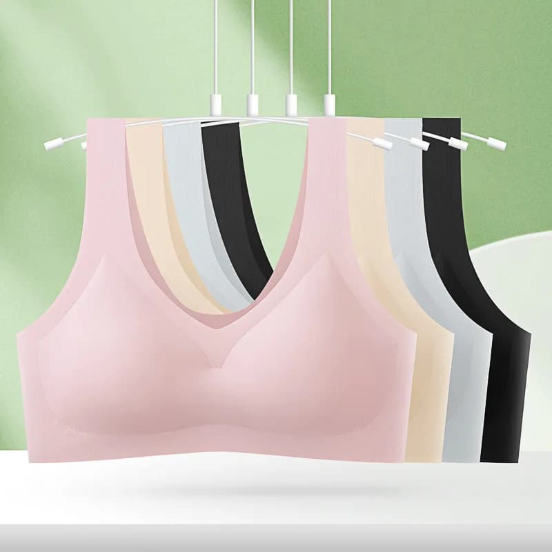 Comodo reggiseno sportivo a coppa sottile in seta di ghiaccio senza ferretto, canotta push up per donna, palestra, yoga, corsa