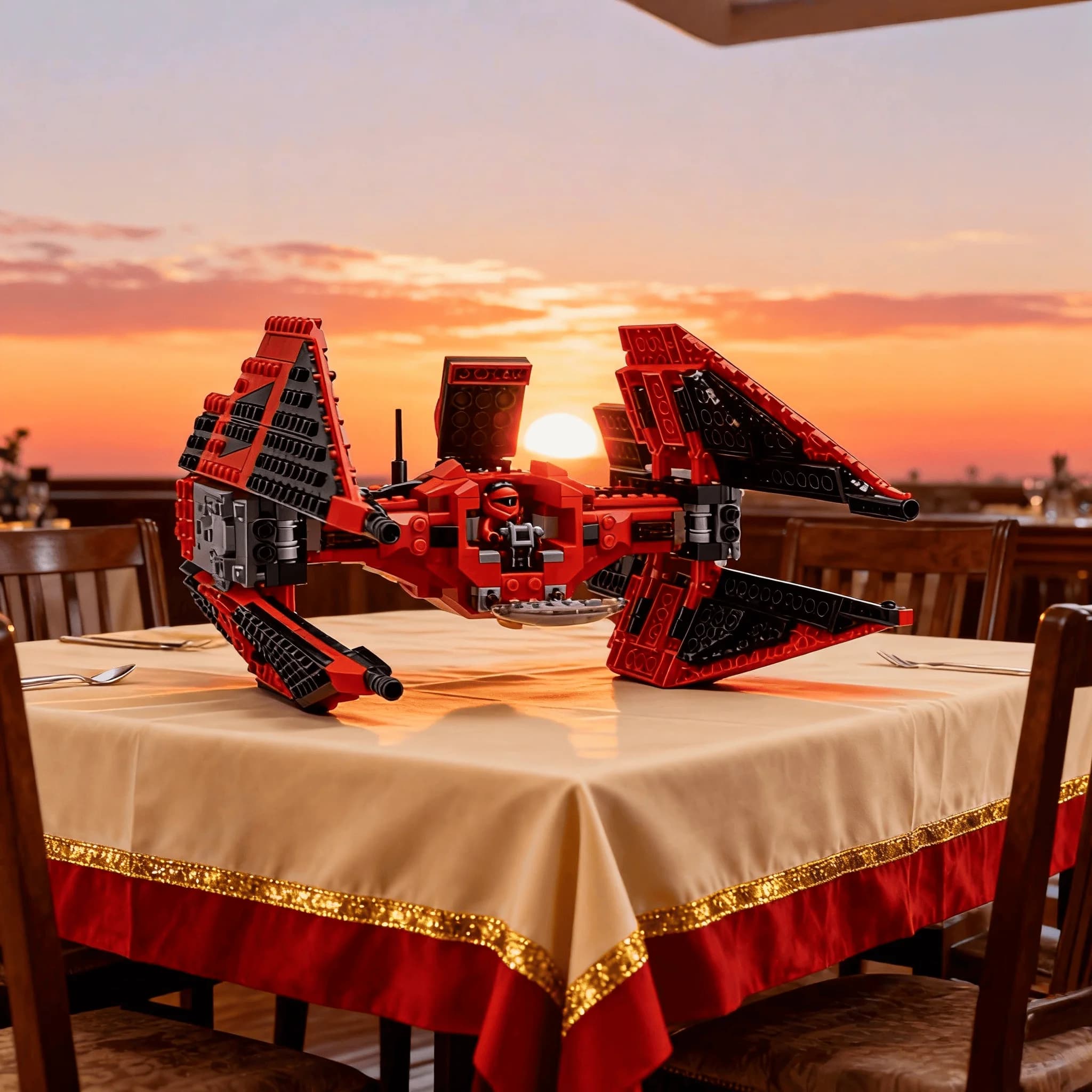 Modello raffinato rosso modulare 496 pz MOC2026 nuovo robot spaziale universo assemblato regalo di Natale per adulti