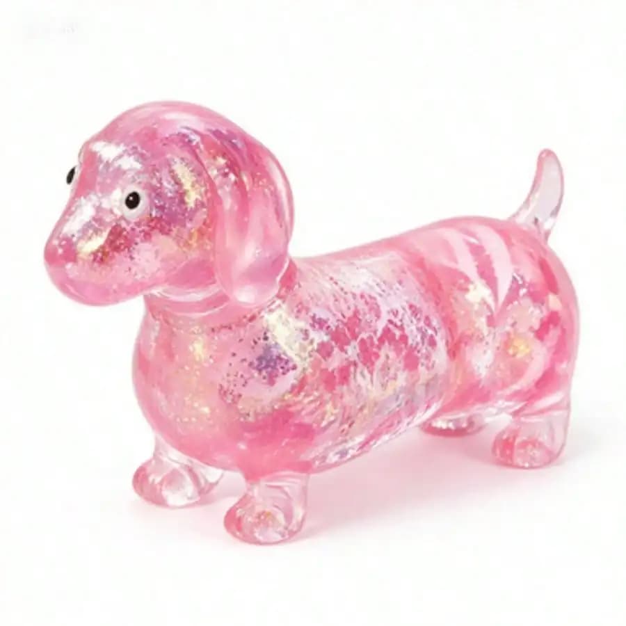 4 Pcs Anxiety Squishies Fidget Toys - Upgraded Sparkly Dachshund Gel Stretch Ball, Cute Mini Sausage Dog Stress Relief Toy With Face, For Kids And Adults