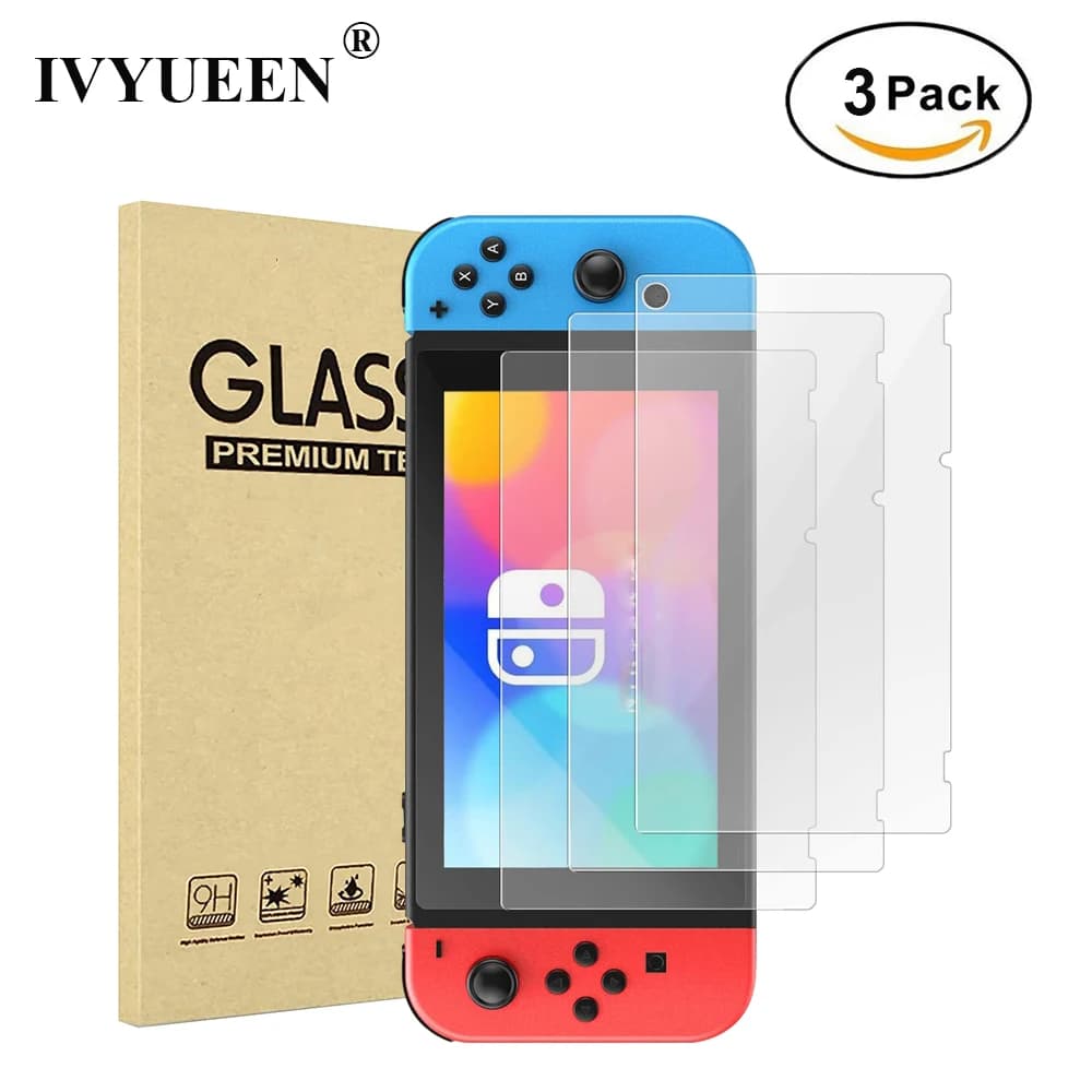 IVYUEEN 3 Pieces Protective Glass Screen Tempered for Nintendo Switch NS Console 9H Untra Slim Protective Film 2017 Accessories